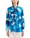 Emporio Armani Tie-neck Abstract-print Crepon Blouse In Multi