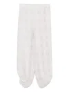 Emporio Armani Linen Trousers With Elastic Waistband And Ankle Ties In Weiss