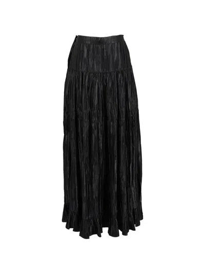 Pre-owned Emporio Armani Tiered Pleated Skirt In Black