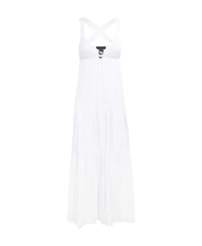 Emporio Armani Tiered Sleeveless Midi Dress In White