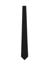 Emporio Armani Pure Silk Eagle And Check Jacquard Tie In Black