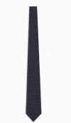 Emporio Armani Pure Silk Tie With Jacquard Micro-pattern In Blue