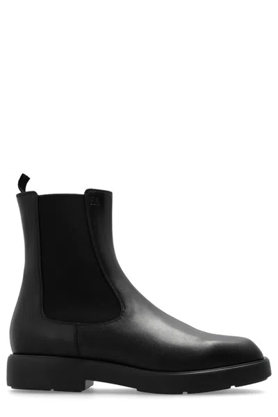 Emporio Armani Leather Chelsea Boots In Black