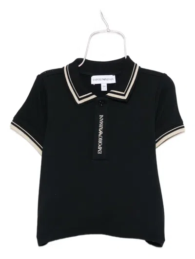 Emporio Armani Babies' Tipped-collar Polo Shirt In Black