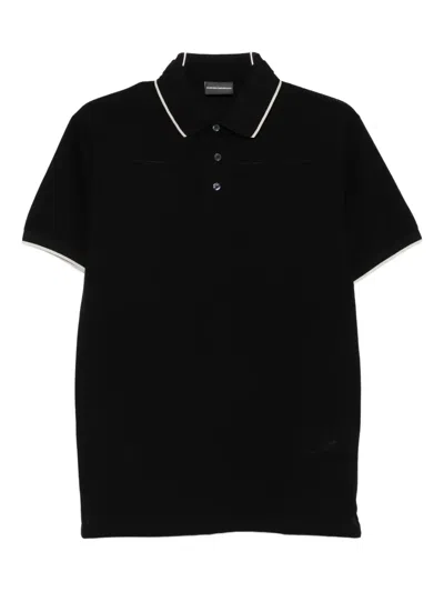 Emporio Armani Tipped-collar Polo Shirt In Black