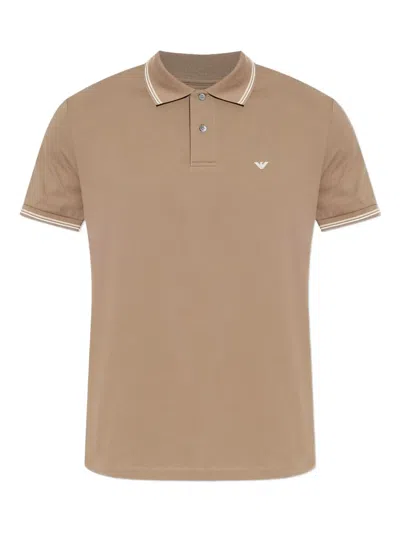 Emporio Armani Tipped-collar Polo Shirt In Neutral