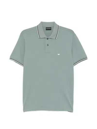 Emporio Armani Logo-embroidered Polo Shirt In Blue