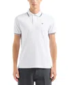 Emporio Armani Tipped Stretch Short Sleeve Polo Shirt In White