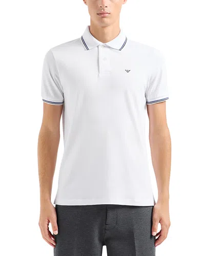 Emporio Armani Tipped Stretch Short Sleeve Polo Shirt In White