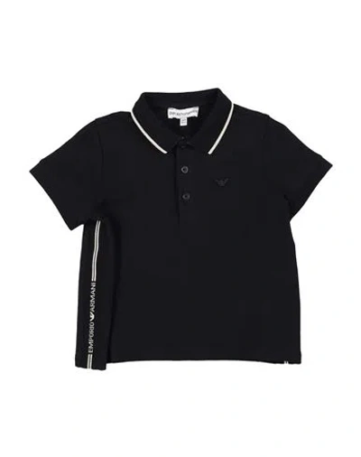 Emporio Armani Babies'  Toddler Boy Polo Shirt Midnight Blue Size 6 Cotton In Black
