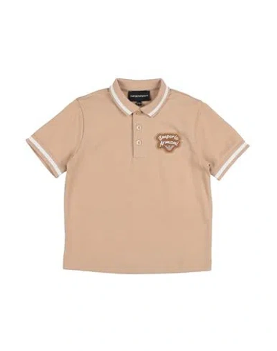 Emporio Armani Babies'  Toddler Boy Polo Shirt Sand Size 6 Cotton In Brown