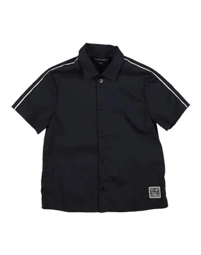 Emporio Armani Babies'  Toddler Boy Shirt Midnight Blue Size 6 Cotton, Polyamide, Elastane In Black