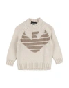 Emporio Armani Toddler Boy Sweater Beige Size 4 Virgin Wool, Acrylic In Neutral