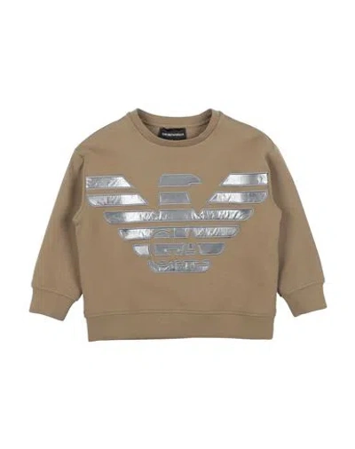 Emporio Armani Babies'  Toddler Boy Sweatshirt Khaki Size 7 Cotton, Polyester, Elastane, Polyamide, Polyureth In Beige