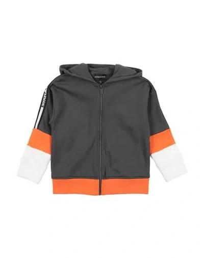 Emporio Armani Babies'  Toddler Boy Sweatshirt Lead Size 6 Cotton, Polyester In Grey