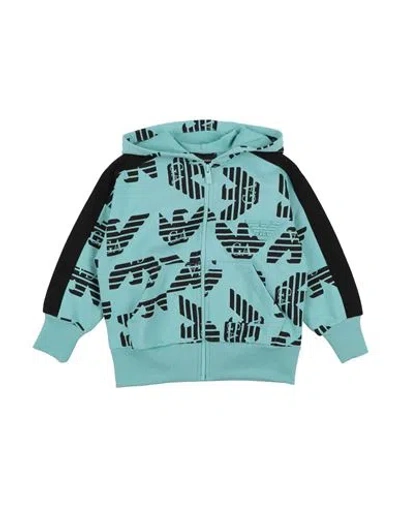 Emporio Armani Babies'  Toddler Boy Sweatshirt Turquoise Size 6 Cotton In Blue