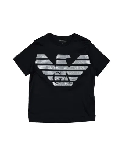 Emporio Armani Kids'  Branded T-shirt Black In Blue