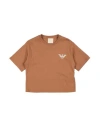 Emporio Armani Toddler Boy T-shirt Camel Size 6 Organic Cotton In Beige
