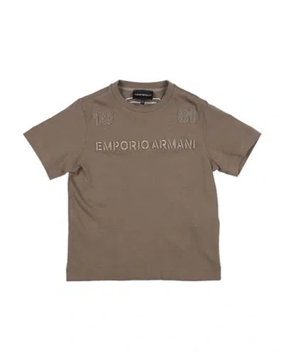 Emporio Armani Babies'  Toddler Boy T-shirt Khaki Size 7 Cotton, Polyester In Brown