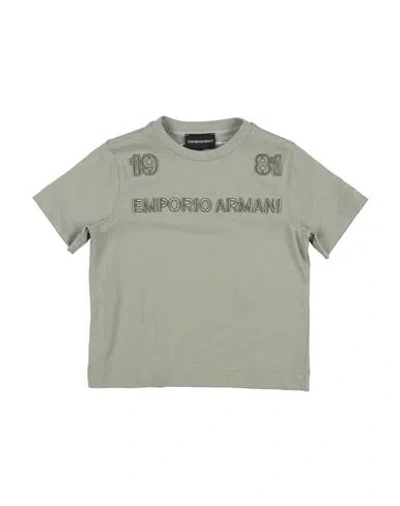 Emporio Armani Babies'  Toddler Boy T-shirt Sage Green Size 7 Cotton, Polyester In Gray