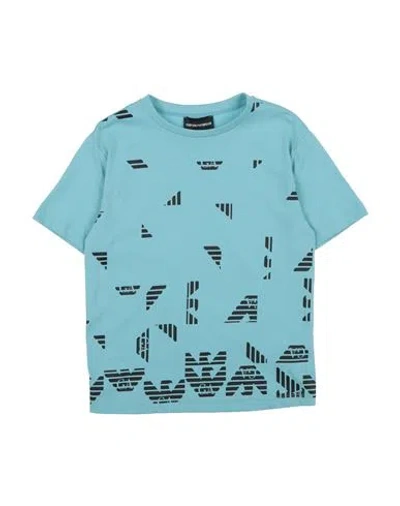 Emporio Armani Babies'  Toddler Boy T-shirt Turquoise Size 6 Cotton In Blue