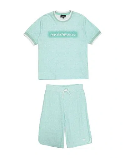 Emporio Armani Babies'  Toddler Boy Tracksuit Light Green Size 4 Cotton, Polyester In Blue