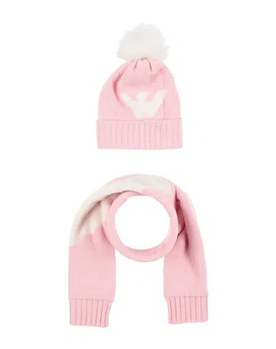Emporio Armani Babies'  Toddler Girl Accessories Set Pink Size 4 Polyamide, Wool, Viscose, Cashmere