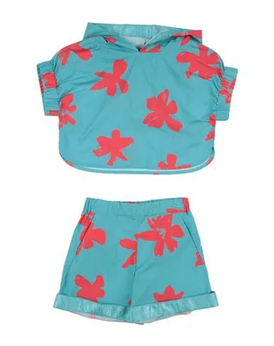 Emporio Armani Babies'  Toddler Girl Co-ord Turquoise Size 7 Cotton, Polyester In Blue