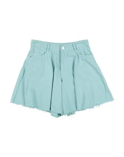 Emporio Armani Babies'  Toddler Girl Denim Shorts Turquoise Size 7 Cotton In Blue