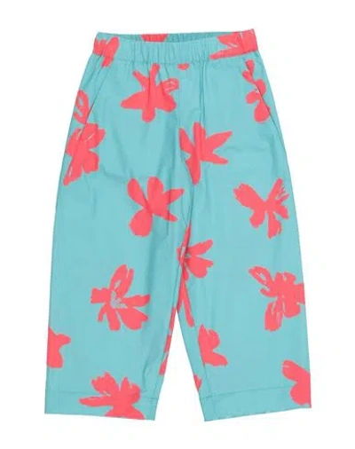 Emporio Armani Babies'  Toddler Girl Pants Turquoise Size 6 Cotton, Polyester In Blue