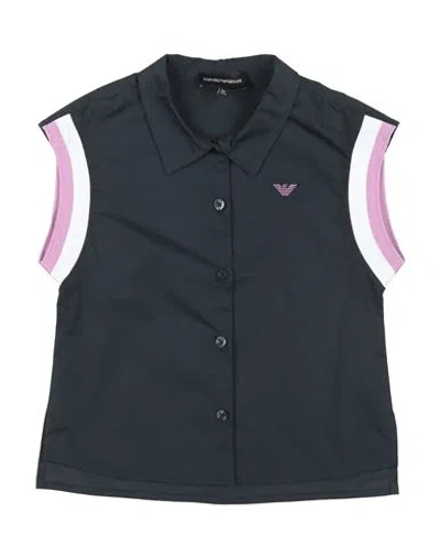 Emporio Armani Babies'  Toddler Girl Shirt Midnight Blue Size 6 Cotton, Elastane, Polyester