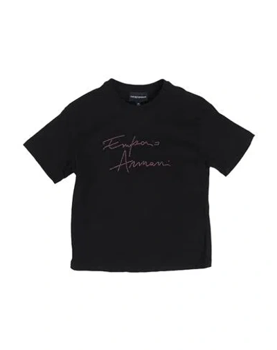Emporio Armani Babies'  Toddler Girl T-shirt Black Size 6 Cotton