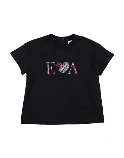 Emporio Armani Babies'  Toddler Girl T-shirt Midnight Blue Size 3 Cotton In Black