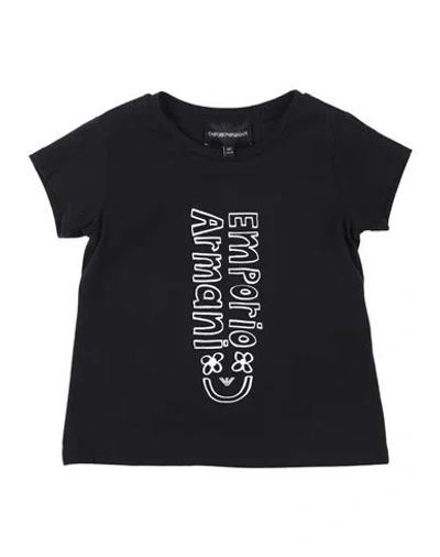 Emporio Armani Babies'  Toddler Girl T-shirt Navy Blue Size 7 Cotton, Elastane