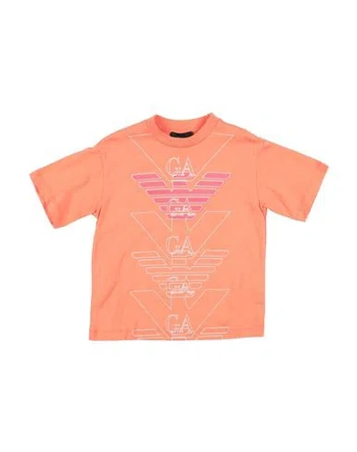Emporio Armani Babies'  Toddler Girl T-shirt Salmon Pink Size 6 Cotton In Brown