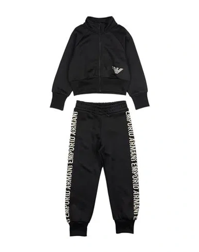 Emporio Armani Babies'  Toddler Girl Tracksuit Black Size 6 Polyester, Cotton