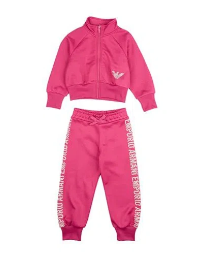 Emporio Armani Babies'  Toddler Girl Tracksuit Fuchsia Size 6 Polyester, Cotton In Pink