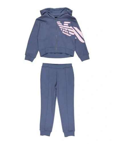 Emporio Armani Babies'  Toddler Girl Tracksuit Slate Blue Size 4 Cotton, Modal, Elastane
