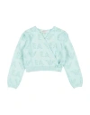 Emporio Armani Babies'  Toddler Girl Wrap Cardigans Light Green Size 3 Viscose, Acrylic, Polyester In Blue