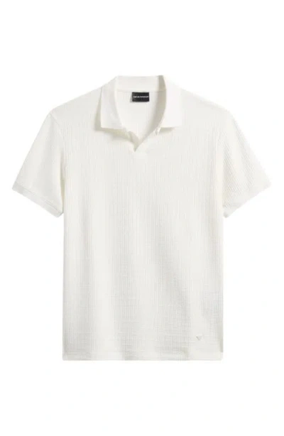 Emporio Armani Tonal Chain Polo Shirt In White