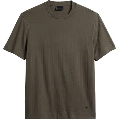 Emporio Armani Tonal Chevron Cotton T-shirt In Brown