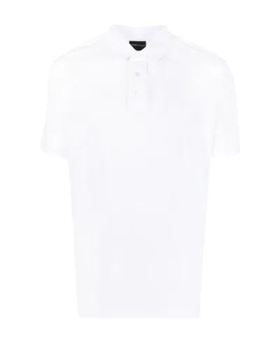 Emporio Armani Embroidered-logo Polo Shirt In Snow White