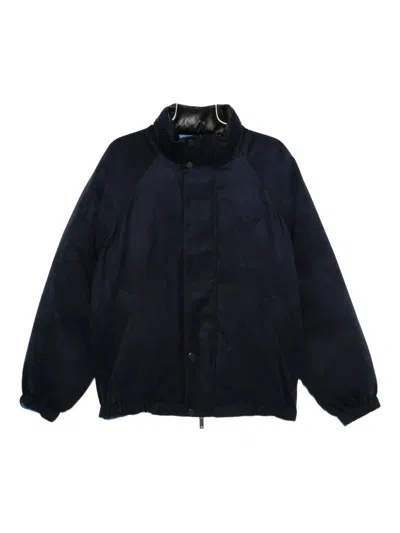 Emporio Armani Tonal-logo Press-studs Jacket In Blue