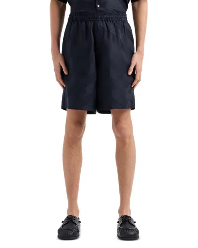 Emporio Armani Tonal Print Shorts In Navy