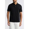 Emporio Armani Tonal Textured Wave Cotton Polo In Black