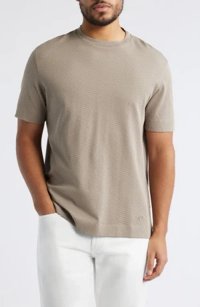 Emporio Armani Tonal Textured Wave Cotton T-shirt In Beige