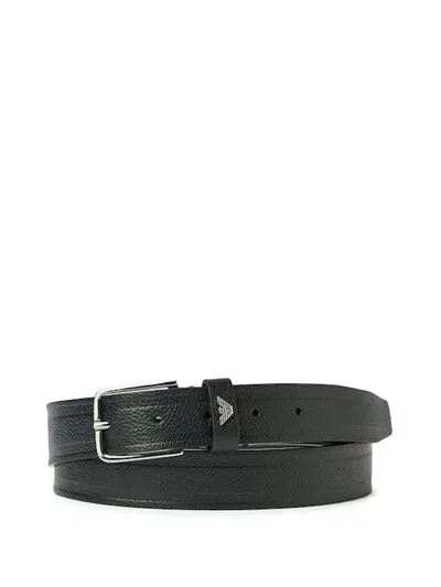 Emporio Armani Men Black Tongue Solid Formal Belt