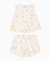 Emporio Armani Top And Shorts Set In An All-over Print Poplin In Multicoloured