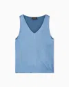 Emporio Armani Top Avec Col En V En Satin De Soie In Blue