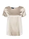 Emporio Armani Round-neck Satin Blouse In Beige